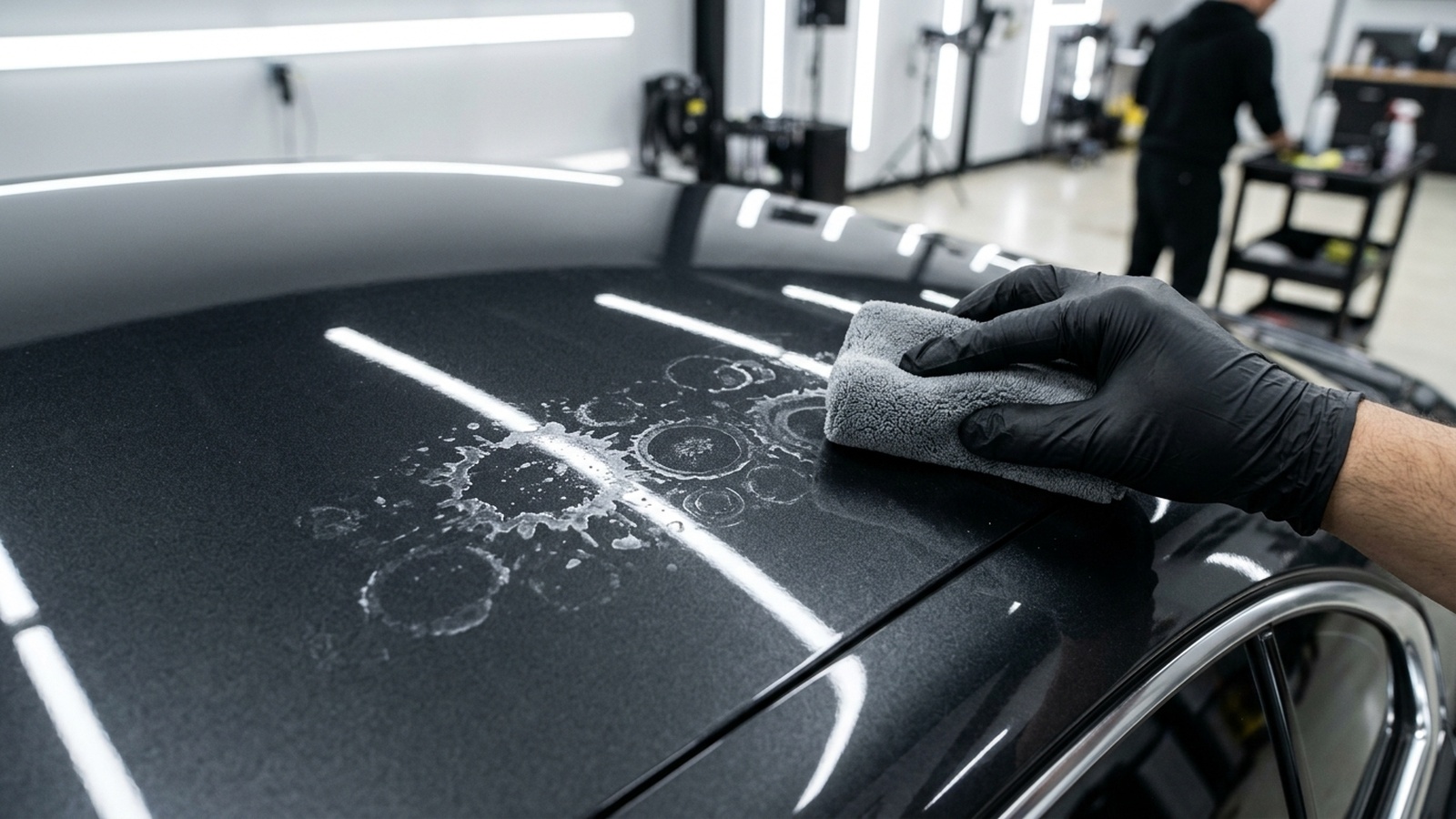 Water Spot Etching Removal: Acid Mineral Paint Repair